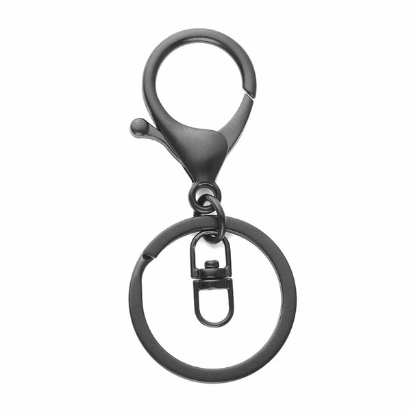 10x Lobster Clasps Keyring Black Metal Swivel Split Key Chain Keyring 70mm AU