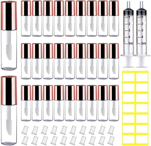 20X 1.2ML Empty Lip Gloss Tubes Containers Mini Lip Bottle Syringes Tag Labels