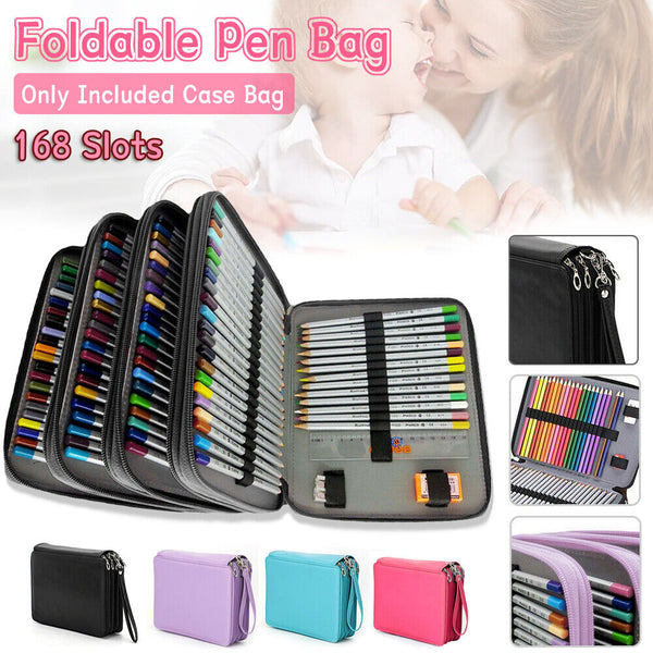 Large 168 Slot Pencil Case Foldable Storage Organizer Pen Makeup Bag Capacity