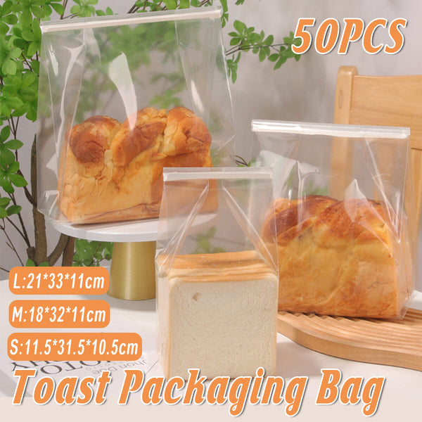 50pcs Resealable Clear Bread Toast Bags Airtight Food Storage Pouches Bakery