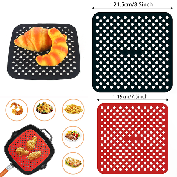 4pcs Reusable Air Fryer Liner Non-Stick Food-Grade Silicone Air Fryer Basket Mat