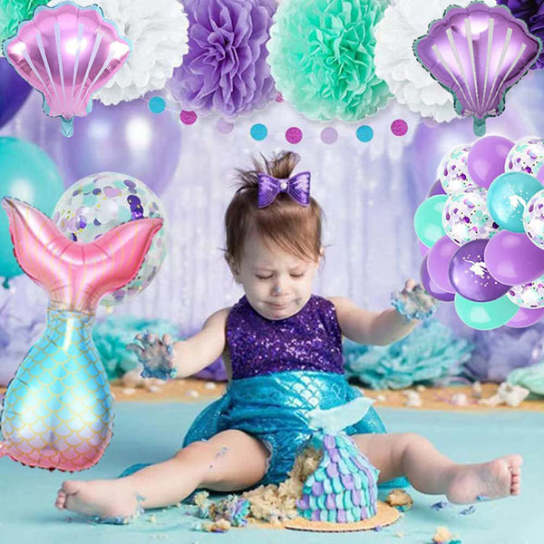 Rainbow 1st 2nd 3rd 4th Little Mermaid Foil Balloons Party Decorations Birthday