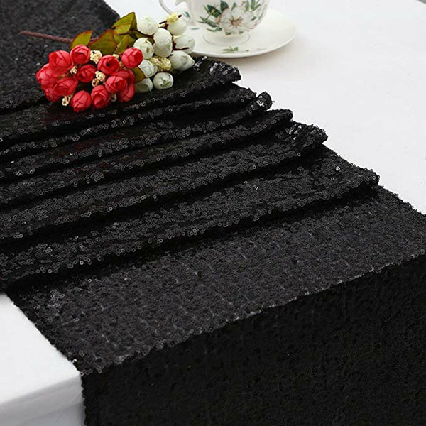 30x275cm Sequin Table Runner Cloth Sashes Event Home Party Wedding Black Decor A