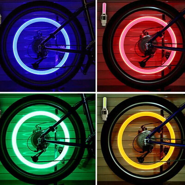 2 PCS FLASHING NEON LED LIGHT WHEEL VALVE CAP TYRE CAR MOTORCYCLE BICYCLE BIKE