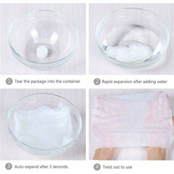 100PCS Disposable Cotton Compressed Washcloth Face Towel Wet Wipe travel AU
