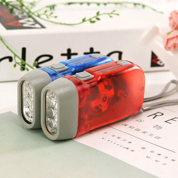 3LED Lamp Torch Hand Press Crank Camping Lights Wind Up Flashlight Emergency