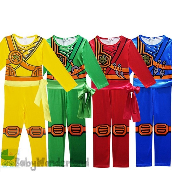 Boys Lego Ninjago Ninja Costume Jumpsuit Mask Gloves Cosplay Book Week Halloween