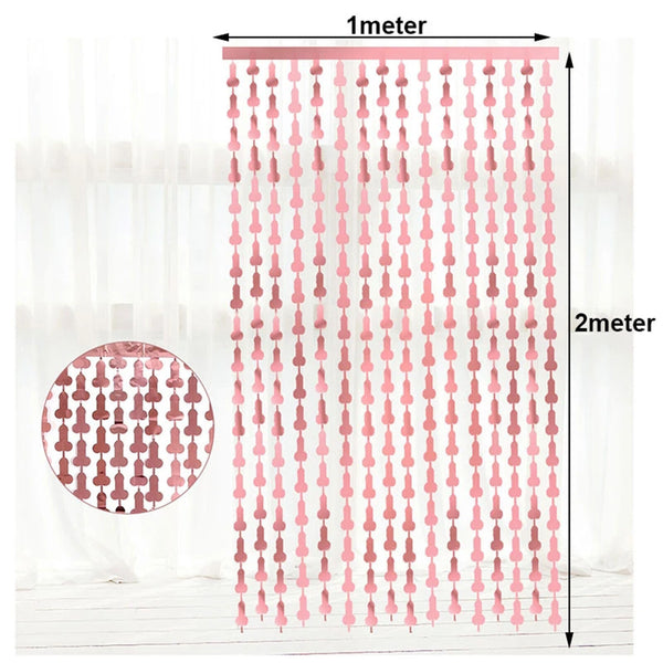 Willy Tinsel Curtain Rose Gold Metalic BackDrop 1m x 2m Hens Party Penis Decor