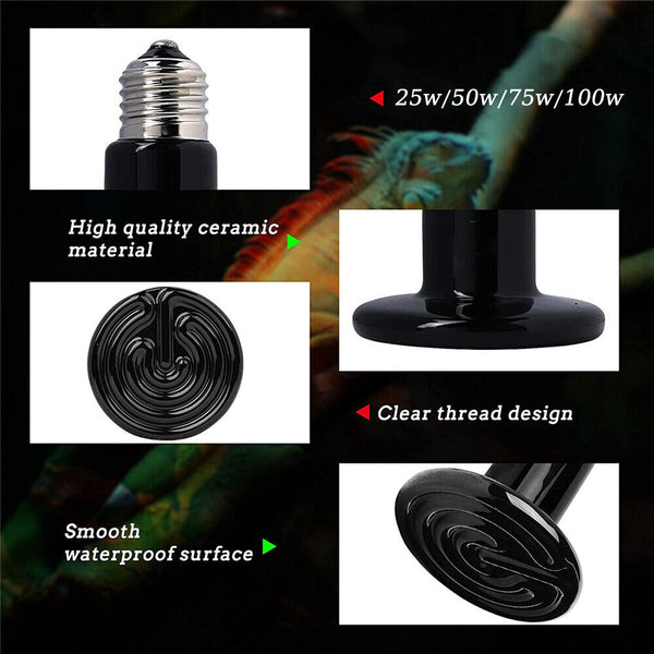2X Ceramic Heat Lamp Bulb Reptile Heater E27