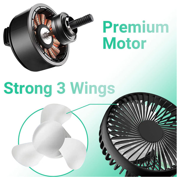 12V Car Fan Portable USB Vehicle Truck 360° Rotatable Auto Cooling Cooler Fan
