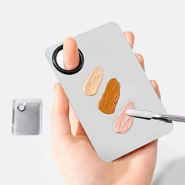 2pcs Stainless Steel Mixing Palette with Spatula Professional Cosmetic Makeup AU