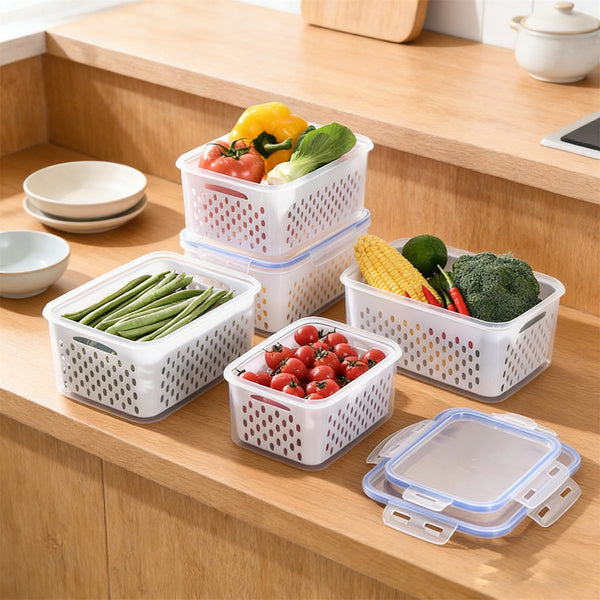 Fridge Storage Container with Removable Colander – BPA Free Fruit and Vegetable Keeper Box