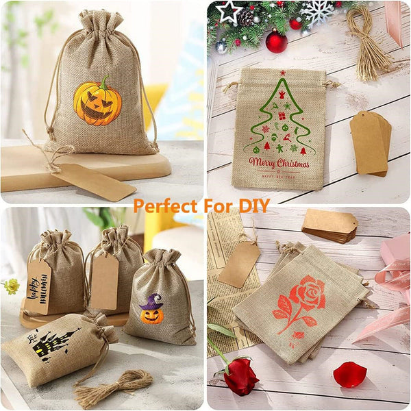 Natural Linen Burlap Drawstring Pouch Small Jute Sack Jewellery Gift Bag