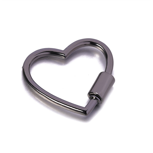 2 PCS Heart Shape Carabiner Clip Metal Open Buckles Clasp Spring Keyring Camping