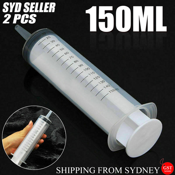 2x 150ml Plastic Syringes Measuring Hydroponics Nutrient Slip Tip Disposable AU