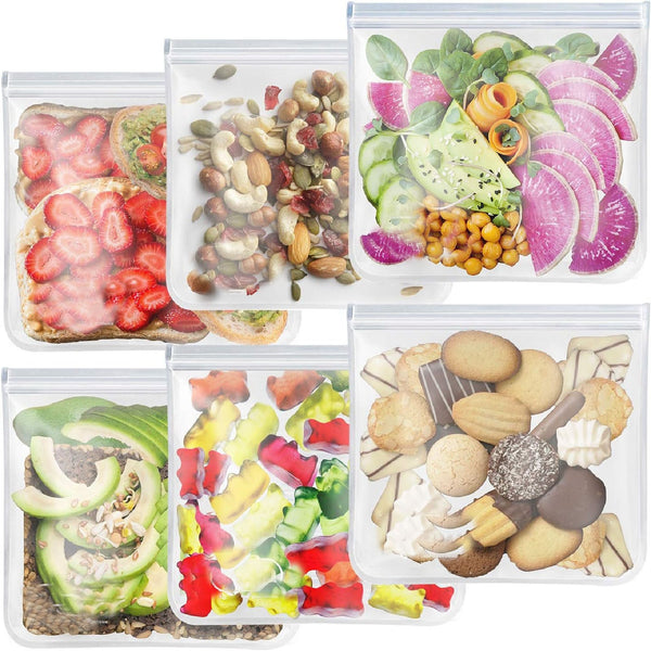 15PCS Reusable Food Storage Bags Silicone Zip Lock Freezer Bags 3 Sizes