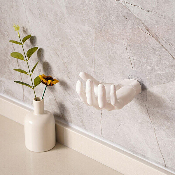 Hand Shape Hook Ball Display Rack Resin Bag Key Holder Wall Hanger Adhesive Home