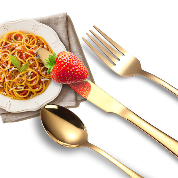 15X Cutlery Sets,Stainless Steel Mirror Polished Dishwasher Safe for Home,Gold