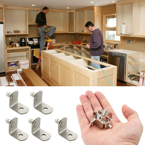100 Pack 5mm Shelf Pegs L Shaped Shelf Support Pins – Nickel Plated Metal Shelf Studs for Cabinets and Shelves