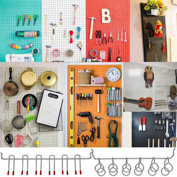 114PCS Pegboard Hooks Set Bins Peg Board Wall Hanger Garage Organizer Workshop