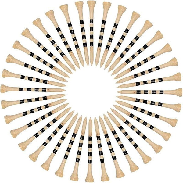 100X 4.2/8.2CM Wooden Straight Golf Tees Golf Tee Striped Golf Ball Tee Supplies