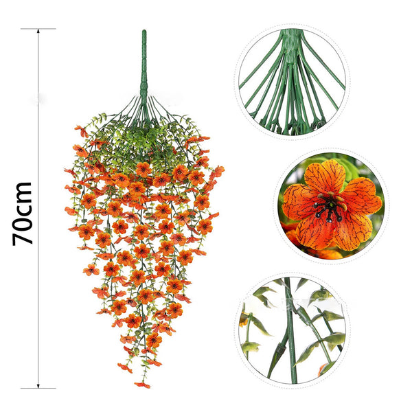 2PCS Artificial Hanging Violet Flower Vine Faux Floral Plant Garden Wedding Decor