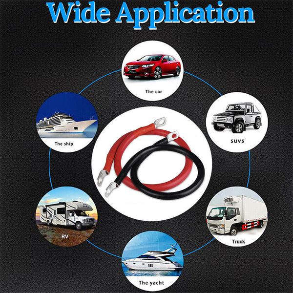 Battery Joiner Connector DC Lead Wire Cable & lugs 100A 12v 24V 30cm Red + Black