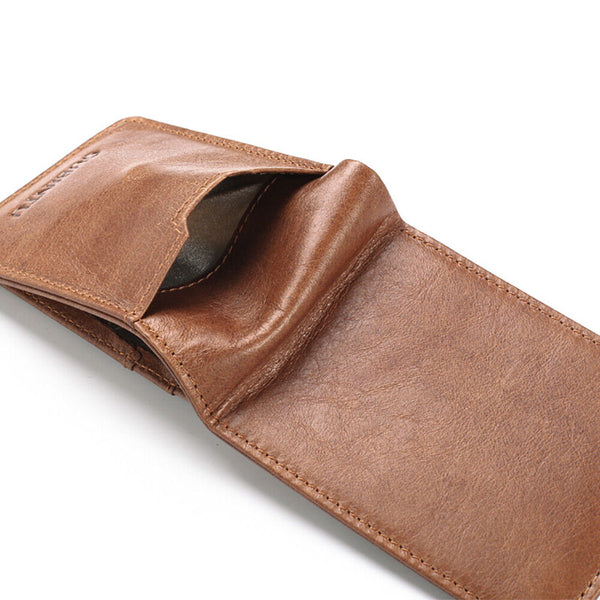 Bifold Credit Card Holder Genuine Leather Wallet Slim Mens RFID Blocking Purse