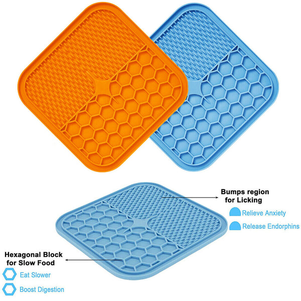 Silicone Dog Pet Lick Mat Pad Boredom Buster Slow Feeder Bath Grooming Helper AU