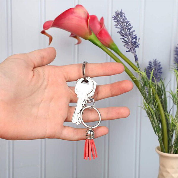 10-100x Leather Keychain Ring Tassel Pendants Bulk Mixed DIY Crafts Jewelry Maki