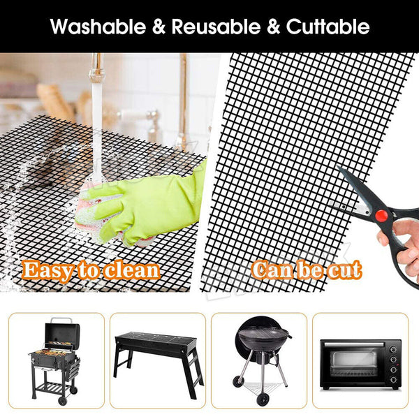 10PCS Charcoal BBQ Grill Mesh Mat Non-Stick Cooking Barbecue Liner Sheet AU