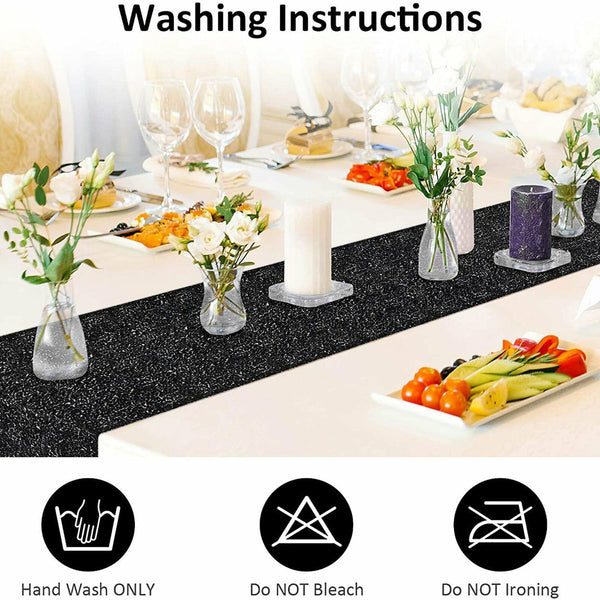 30x275cm Sequin Table Runner Cloth Sashes Event Home Party Wedding Black Decor A