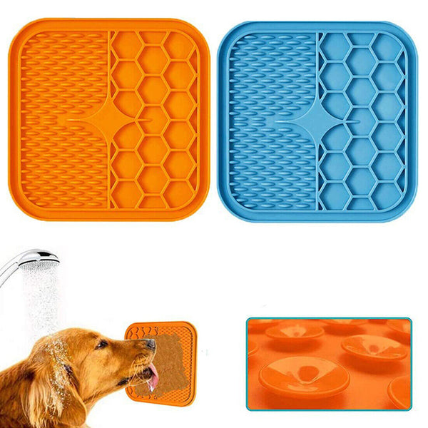 Silicone Dog Pet Lick Mat Pad Boredom Buster Slow Feeder Bath Grooming Helper AU