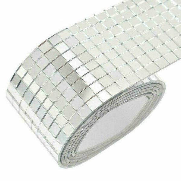 Mini Mosaic Tiles Self-Adhesive Square Mirror Glass DIY Home Wall Sticker Decors