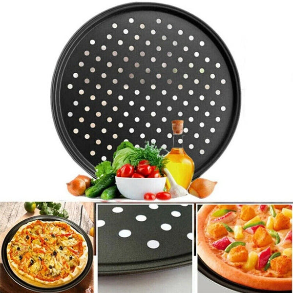 Pizza Pan Non-Stick Crisper Tray Oven Baking Bakeware with Holes Pizza Trays AU