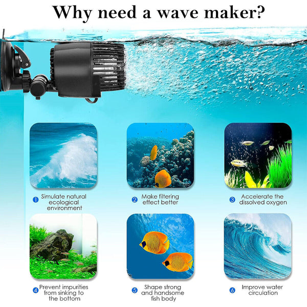 Aquarium Wave Maker Fish Tank Water Circulation Pump Powerhead with Suction Cup