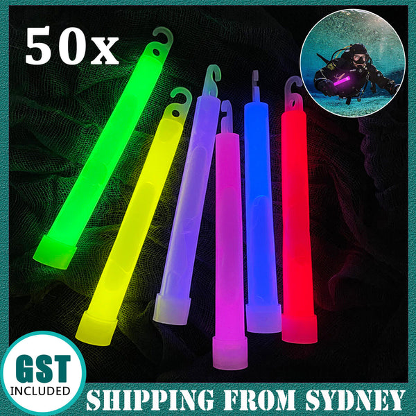 50X Glow Sticks 6 Inches Hook Glowsticks Lanyard Poi Party Glow in the dark Deco
