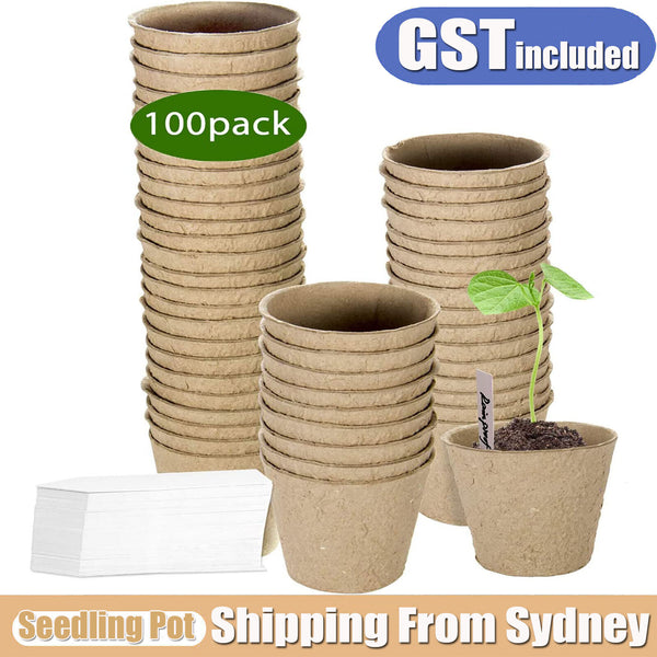 100X Biodegradable Seedling Pots Seed Garden Pots Cardboard Nursery Plant Labels