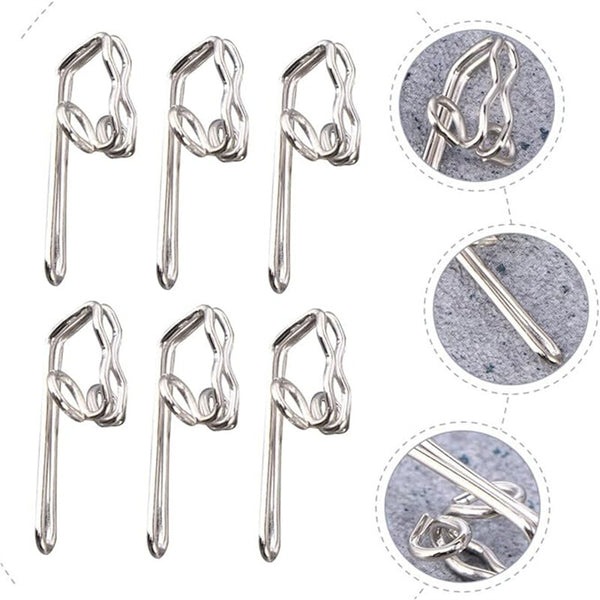 Pencil Pleat Curtain Hooks - Metal Gathering Hooks 28mm, Silver