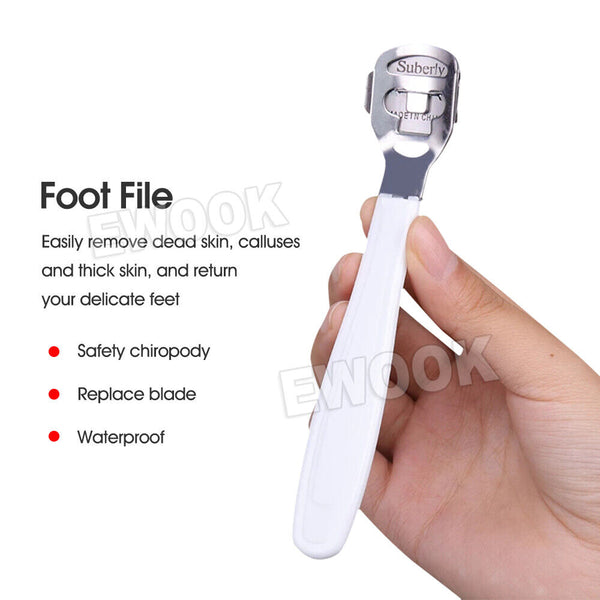 Foot File Hard Skin Remover Callus Shaver Corn Cutter Tool Pedicure + 20 Blades