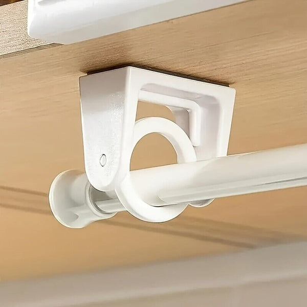 Self Adhesive Curtain Rod Bracket 4Pcs ABS Wall Bracket Hooks 360Β° Rotating Ring