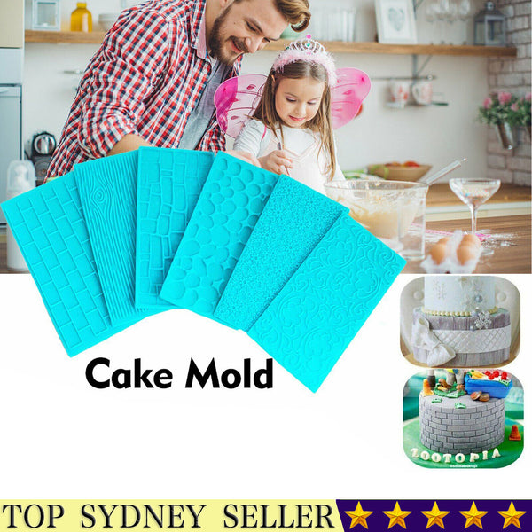 12PCS/Set Cake Mold Fondant Baking Tree Bark Brick Wall Bakeware Decor Mould AU