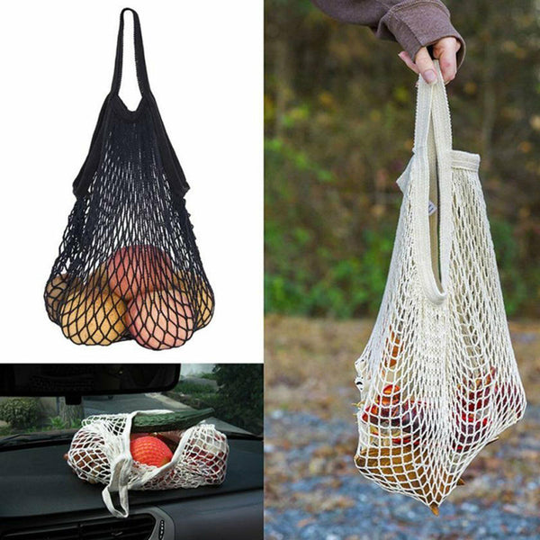6PCS Mesh Net Turtle Bag String Shopping Bag Reusable Fruit Storage Handbag Tote