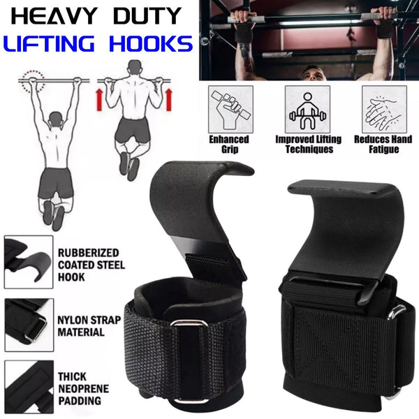 Weight Lifting Power Hooks Wrist Support Straps | Gym Grip Hooks for Deadlift