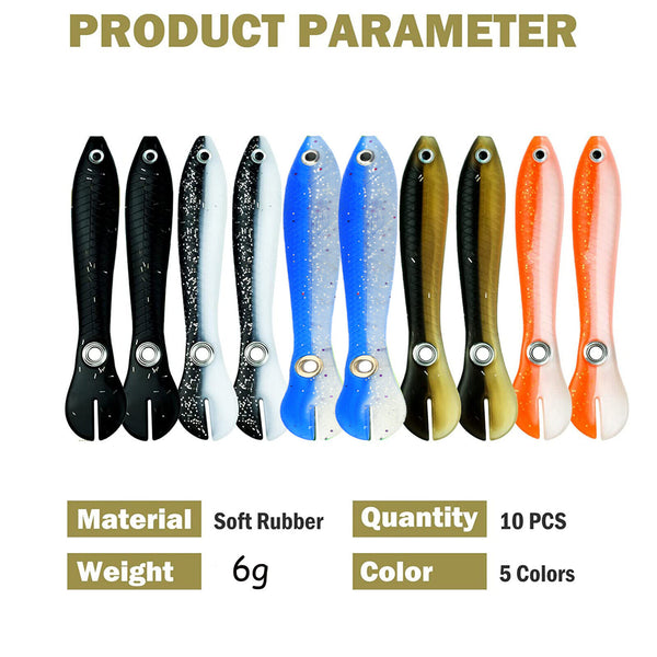 10Pcs Soft Fishing Lures Fake Bait Bionic Fishing Lure Saltwater & Freshwater AU