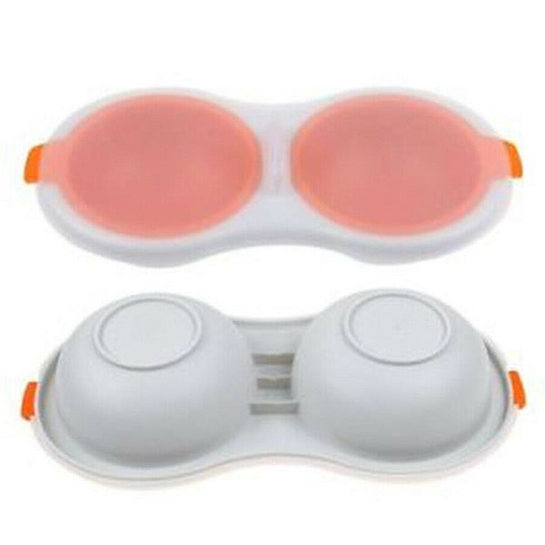 Microwave Egg Poacher Cooker – Double Egg Steamer with Lid for Quick Breakfast Cooking