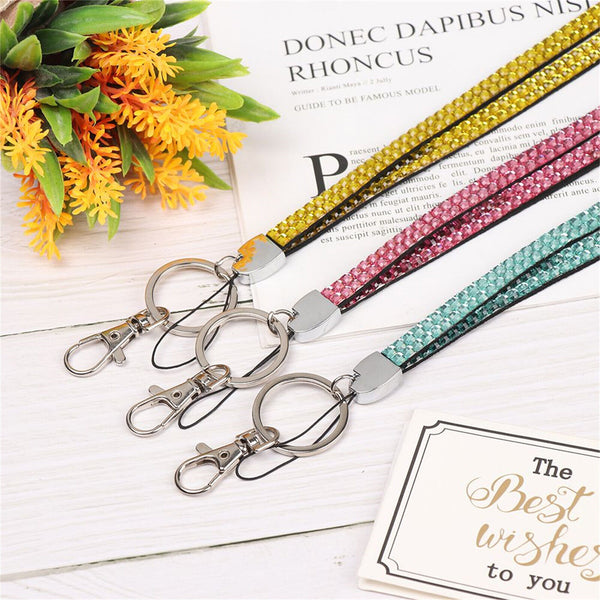 2X Rhinestone Lanyard Neck ID Card Holder Key Case Name Badge Wallet ID card New