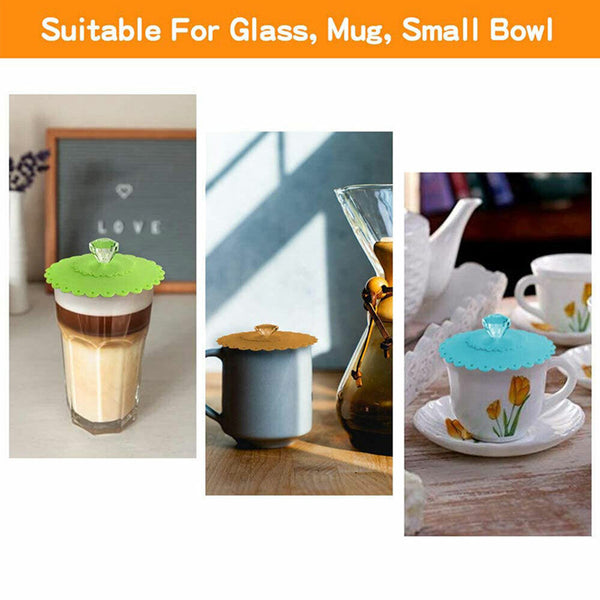 1/6pcs Seal Coffee Mug Cup Lid Glass Drink Suction Silicone Anti-dust Cover