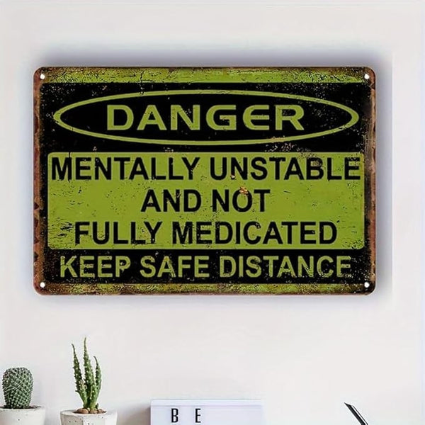 2pcs Wooden Wall Sign Plaques 30x18cm | Funny Keep Safe Distance Vintage Wall Decor