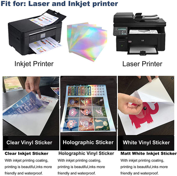 10 pcs A4 Holographic Glossy Self Adhesive Sticker Paper Label Inkjet Printer AU